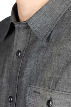 Black Chambray LS Work Shirt -Modish Attire Store Sugar Cane Black Chambray LS Work Shirt SC29159 410 noe 05