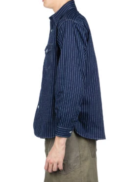 Fiction Romance 8.5oz Wabash Stripe Work Shirt - A. Navy -Modish Attire Store Sugar Cane Fiction Romance 85oz Wabash Stripe Work Shirt A Navy SC29164 421 03