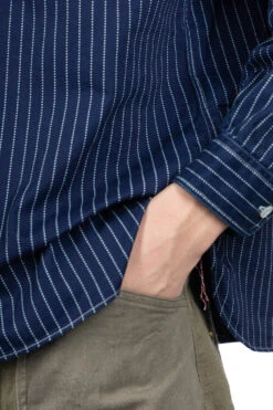 Fiction Romance 8.5oz Wabash Stripe Work Shirt - A. Navy -Modish Attire Store Sugar Cane Fiction Romance 85oz Wabash Stripe Work Shirt A Navy SC29164 421 05