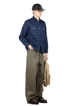 Fiction Romance 8.5oz Wabash Stripe Work Shirt - A. Navy -Modish Attire Store Sugar Cane Fiction Romance 85oz Wabash Stripe Work Shirt A Navy SC29164 421 07