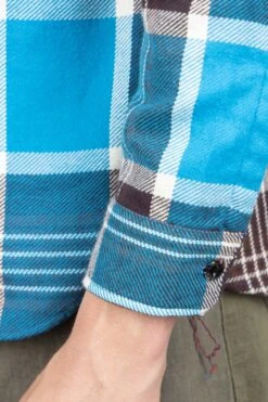 Fiction Romance Twill Check LS Work Shirt - Blue -Modish Attire Store Sugar Cane Fiction Romance Twill Check LS Work Shirt Blue SC29157 125 06