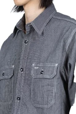 Jean Cord Work Shirt - Black -Modish Attire Store Sugar Cane Jean Cord Work Shirt Black SC25511 119 noe 05 m