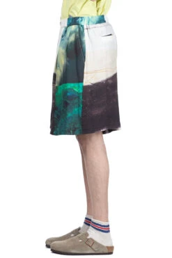 SILK ABOVE-THE KNEE SHORTS - Green -Modish Attire Store TAAKK SILK ABOVE THE KNEE SHORTS Green TA24SS PT036 GN 03 m