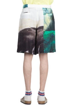 SILK ABOVE-THE KNEE SHORTS - Green -Modish Attire Store TAAKK SILK ABOVE THE KNEE SHORTS Green TA24SS PT036 GN 04 m