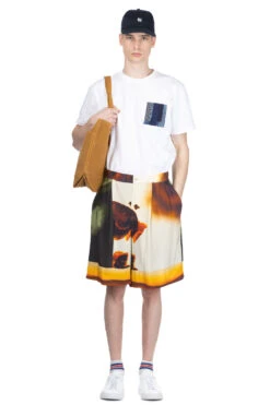 SILK ABOVE-THE KNEE SHORTS - Orange