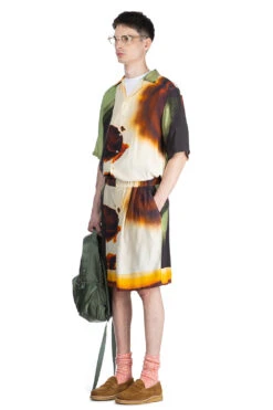 SILK ABOVE-THE KNEE SHORTS - Orange -Modish Attire Store TAAKK SILK ABOVE THE KNEE SHORTS Orange TA24SS PT036 OR 07a m