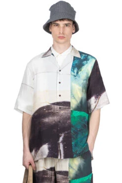 SILK OPEN COLLAR SHIRT - Green