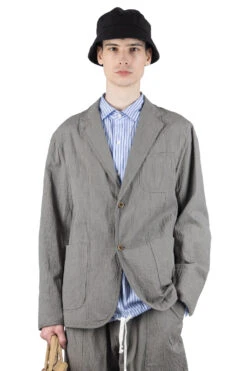 Cotton Ramie Silk 2 Button 3 Patch Pocket Piping Jacket