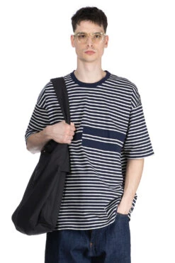 Stripe Disconnection Line T-Shirt - Navy