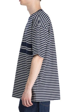 Stripe Disconnection Line T-Shirt - Navy -Modish Attire Store tss Stripe Disconnection Line T Shirt Navy FT50XC03 BL 03 m