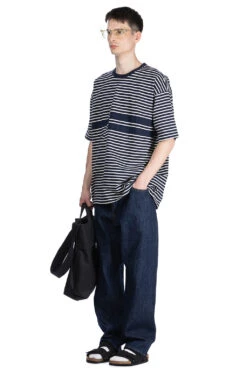 Stripe Disconnection Line T-Shirt - Navy -Modish Attire Store tss Stripe Disconnection Line T Shirt Navy FT50XC03 BL 07 m